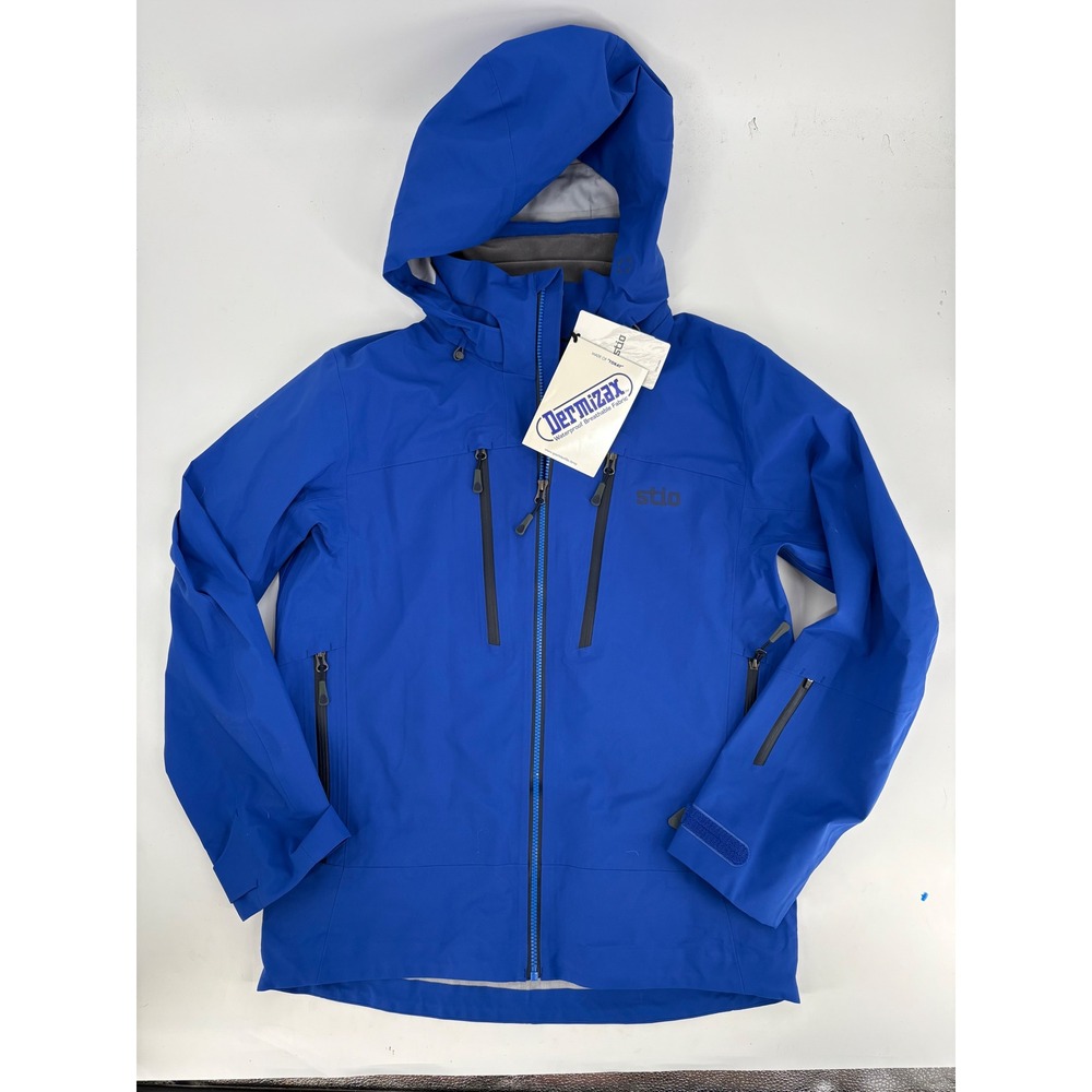 Stio Mens Environ Jacket Intrinsic Blue Hardshell Dermizax Waterproof m NEW - Picture 2 of 6